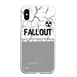 Чехол iPhone XS Max матовый Fallout glitch на светлом фоне: символ сверху, цвет: 3D-белый