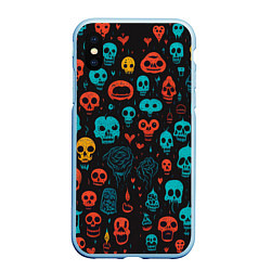 Чехол iPhone XS Max матовый Skull party, цвет: 3D-голубой