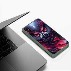 Чехол iPhone XS Max матовый Сова взгляд краска, цвет: 3D-темно-зеленый — фото 2