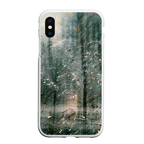 Чехол iPhone XS Max матовый Тени деревьев и краски / 3D-Белый – фото 1