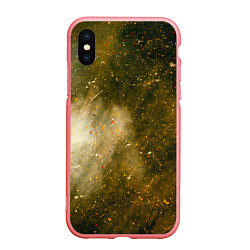 Чехол iPhone XS Max матовый Золотистый туман и краски