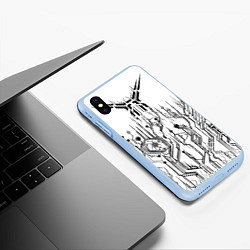 Чехол iPhone XS Max матовый ЧБ Киберпанк-Модерн, цвет: 3D-голубой — фото 2
