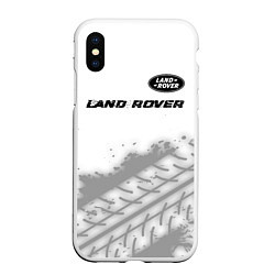 Чехол iPhone XS Max матовый Land Rover speed на светлом фоне со следами шин: с, цвет: 3D-белый