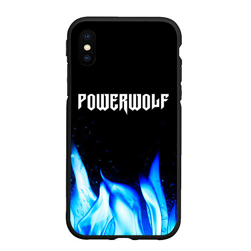 Чехол iPhone XS Max матовый Powerwolf blue fire / 3D-Черный – фото 1