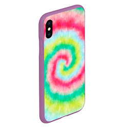 Чехол iPhone XS Max матовый Тай дай клубничный, цвет: 3D-фиолетовый — фото 2