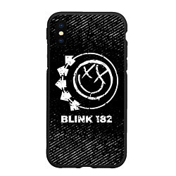 Чехол iPhone XS Max матовый Blink 182 с потертостями на темном фоне