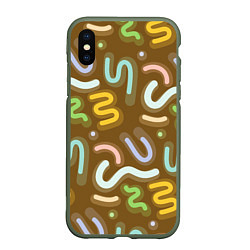 Чехол iPhone XS Max матовый Brown abstraction, цвет: 3D-темно-зеленый