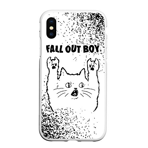 Чехол iPhone XS Max матовый Fall Out Boy рок кот на светлом фоне / 3D-Белый – фото 1