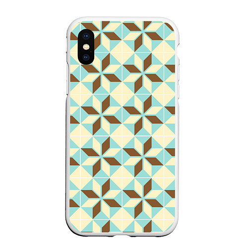 Чехол iPhone XS Max матовый Brown blue pattern / 3D-Белый – фото 1