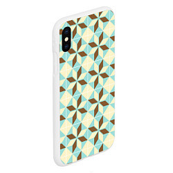 Чехол iPhone XS Max матовый Brown blue pattern, цвет: 3D-белый — фото 2