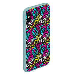 Чехол iPhone XS Max матовый Цветные зигзаги Colored zigzags, цвет: 3D-мятный — фото 2