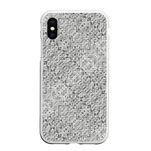 Чехол iPhone XS Max матовый Серебряное плетение / 3D-Белый – фото 1