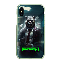 Чехол iPhone XS Max матовый Payday 3 crazy bear, цвет: 3D-салатовый