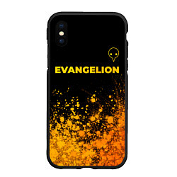 Чехол iPhone XS Max матовый Evangelion - gold gradient: символ сверху, цвет: 3D-черный