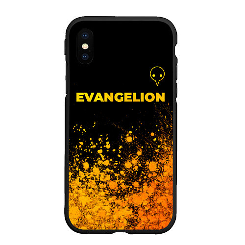 Чехол iPhone XS Max матовый Evangelion - gold gradient: символ сверху / 3D-Черный – фото 1