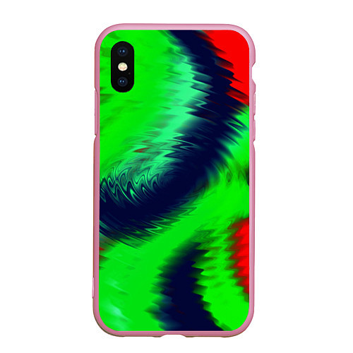 Чехол iPhone XS Max матовый Красно-зеленый абстрактный узор / 3D-Розовый – фото 1