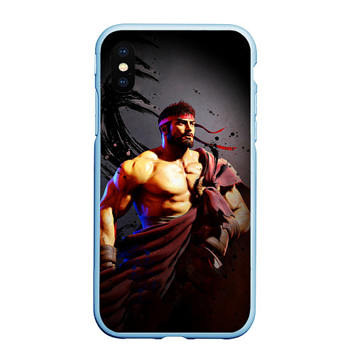 Чехол iPhone XS Max матовый Street Fighter: Ryu / 3D-Голубой – фото 1