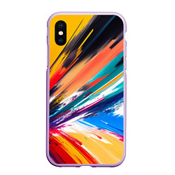 Чехол iPhone XS Max матовый Красочные пульсации, цвет: 3D-сиреневый