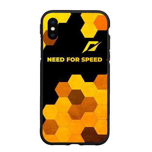 Чехол iPhone XS Max матовый Need for Speed - gold gradient: символ сверху / 3D-Черный – фото 1