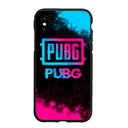 Чехол iPhone XS Max матовый PUBG - neon gradient, цвет: 3D-черный