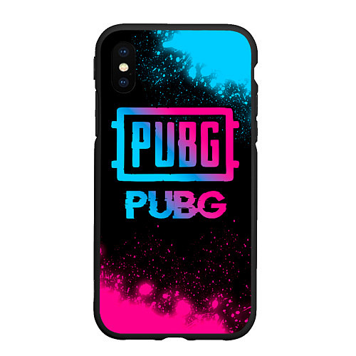 Чехол iPhone XS Max матовый PUBG - neon gradient / 3D-Черный – фото 1