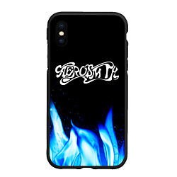 Чехол iPhone XS Max матовый Aerosmith blue fire, цвет: 3D-черный