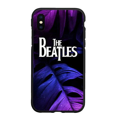 Чехол iPhone XS Max матовый The Beatles neon monstera / 3D-Черный – фото 1