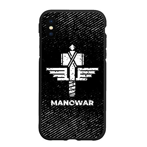 Чехол iPhone XS Max матовый Manowar с потертостями на темном фоне / 3D-Черный – фото 1