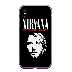 Чехол iPhone XS Max матовый Nirvana - Kurt Cobain, цвет: 3D-фиолетовый