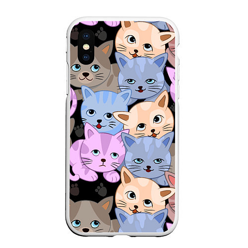 Чехол iPhone XS Max матовый Cats party / 3D-Белый – фото 1