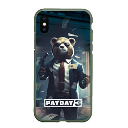 Чехол iPhone XS Max матовый Payday 3 bear, цвет: 3D-темно-зеленый