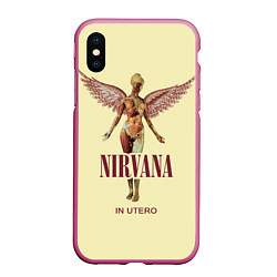 Чехол iPhone XS Max матовый Nirvana - In utero, цвет: 3D-малиновый