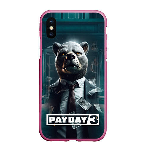 Чехол iPhone XS Max матовый Payday 3 bear / 3D-Малиновый – фото 1