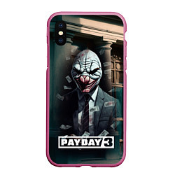 Чехол iPhone XS Max матовый Payday 3 mask, цвет: 3D-малиновый