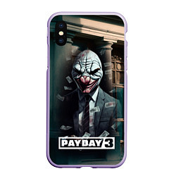 Чехол iPhone XS Max матовый Payday 3 mask, цвет: 3D-светло-сиреневый