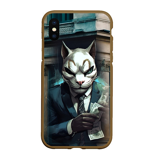 Чехол iPhone XS Max матовый Payday cat / 3D-Коричневый – фото 1
