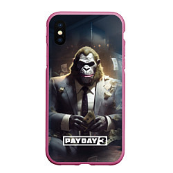 Чехол iPhone XS Max матовый Gorilla Payday 3, цвет: 3D-малиновый