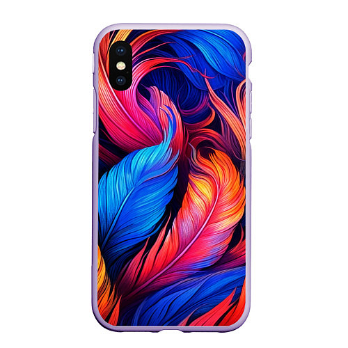 Чехол iPhone XS Max матовый Экзотические перья / 3D-Светло-сиреневый – фото 1