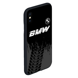 Чехол iPhone XS Max матовый BMW speed на темном фоне со следами шин: символ св, цвет: 3D-черный — фото 2