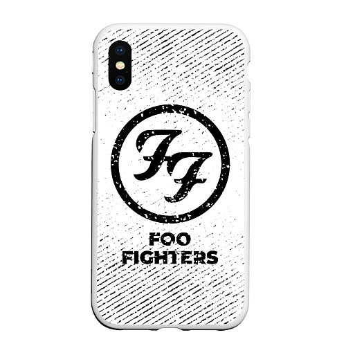 Чехол iPhone XS Max матовый Foo Fighters с потертостями на светлом фоне / 3D-Белый – фото 1