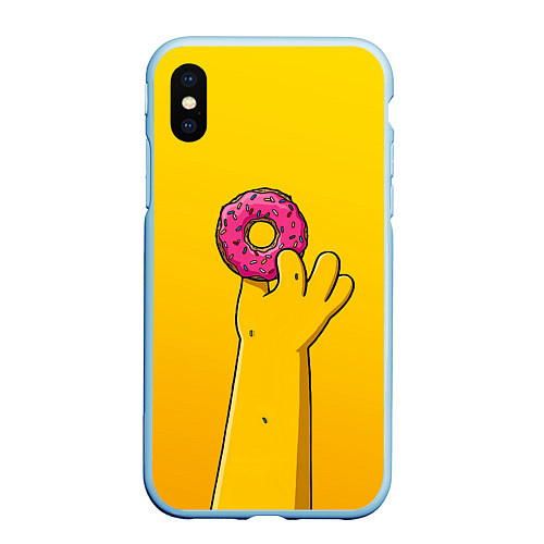 Чехол iPhone XS Max матовый Гомер и пончик / 3D-Голубой – фото 1