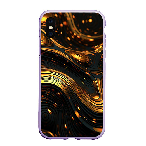 Чехол iPhone XS Max матовый Жидкое золото / 3D-Светло-сиреневый – фото 1