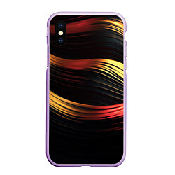 Чехол iPhone XS Max матовый Золотистые линии абстракт, цвет: 3D-сиреневый