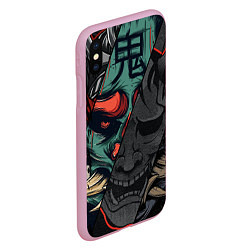 Чехол iPhone XS Max матовый Демон самурай - Они, цвет: 3D-розовый — фото 2