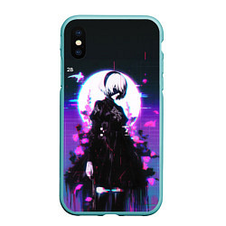 Чехол iPhone XS Max матовый Nier automata 2b neon, цвет: 3D-мятный