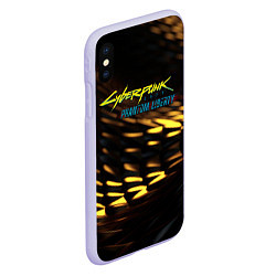 Чехол iPhone XS Max матовый Cyberpunk 2077 phantom liberty black gold, цвет: 3D-светло-сиреневый — фото 2