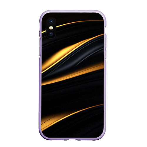 Чехол iPhone XS Max матовый Black gold texture / 3D-Светло-сиреневый – фото 1