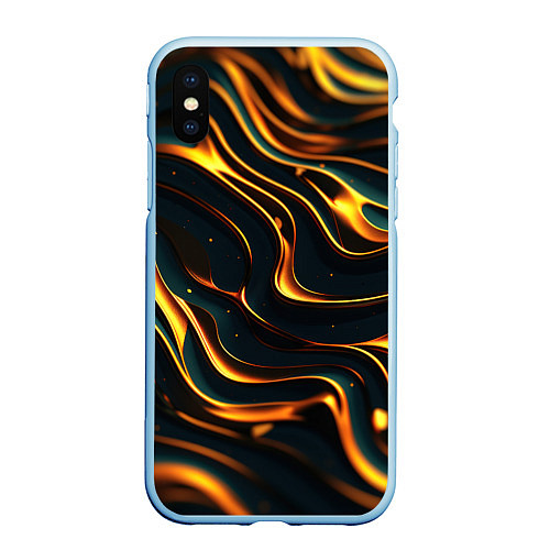 Чехол iPhone XS Max матовый Gold waves / 3D-Голубой – фото 1