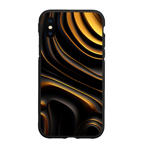 Чехол iPhone XS Max матовый Золотые барельефы / 3D-Черный – фото 1