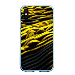 Чехол iPhone XS Max матовый Золотые волны, цвет: 3D-голубой